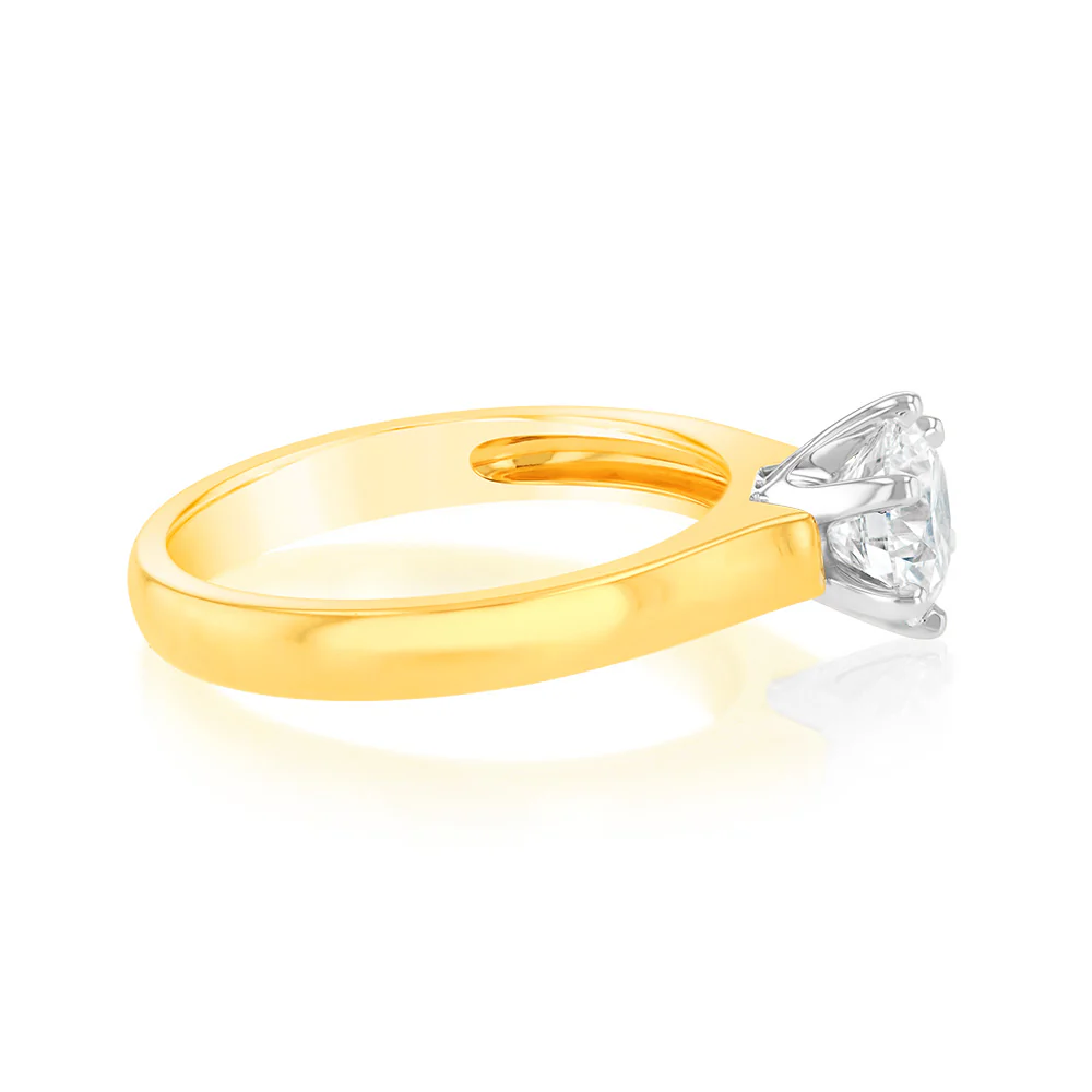 Luminesce Lab Grown 18ct Yellow Gold 1 Carat Certified Diamond Solitaire Ring - Image 2