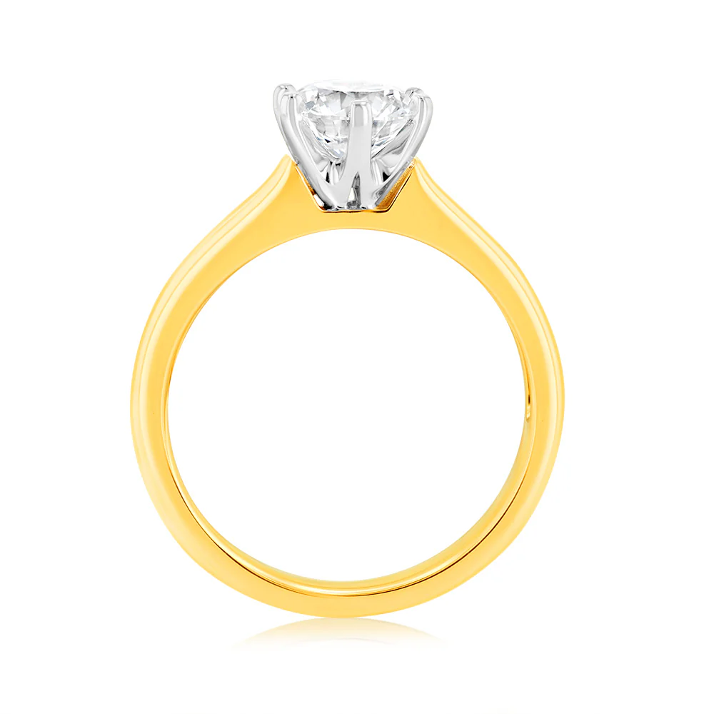 Luminesce Lab Grown 18ct Yellow Gold 1 Carat Certified Diamond Solitaire Ring - Image 3