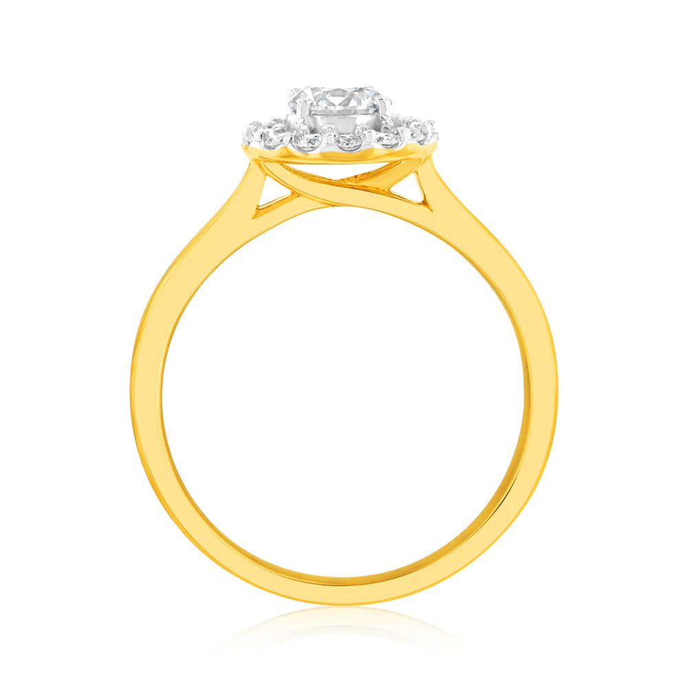 Luminesce Lab Grown 18ct Yellow Gold 1 Carat Diamond Brilliant Halo Ring - Image 2
