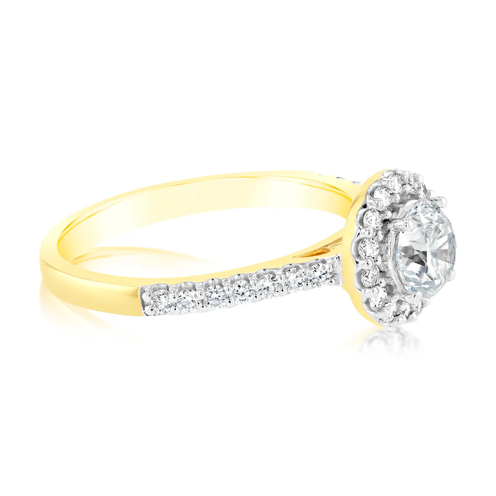 Luminesce Lab Grown 18ct Yellow Gold 1 Carat Diamond Halo Ring - Image 2