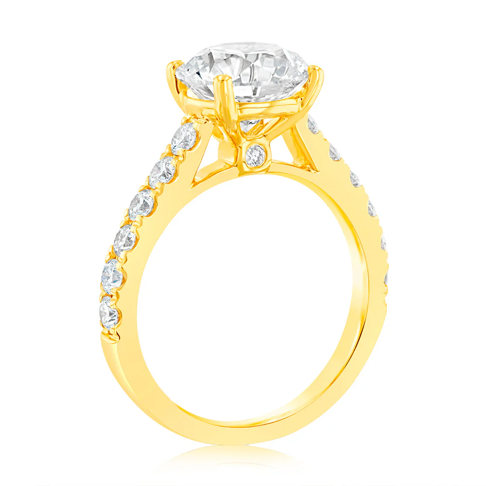 Luminesce Lab Grown 18ct Yellow Gold 2.5 Carat TW 2 Carat Certified Diamond Ring - Image 3