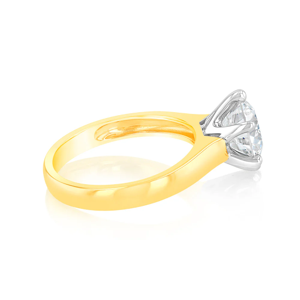 Luminesce Lab Grown 18ct Yellow Gold 2 Carats Certified Diamond Solitaire Ring - Image 2