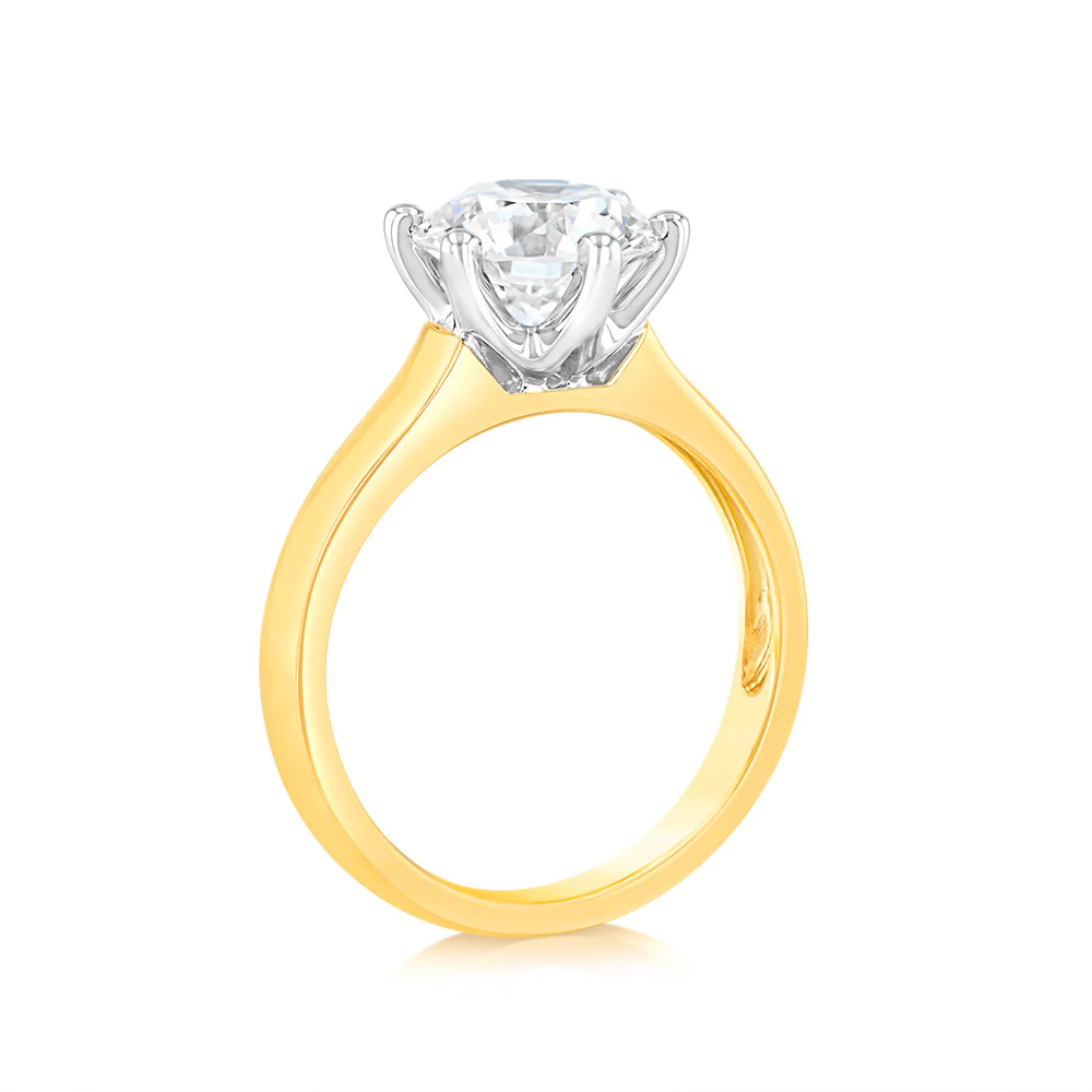 Luminesce Lab Grown 18ct Yellow Gold 2 Carats Certified Diamond Solitaire Ring - Image 3