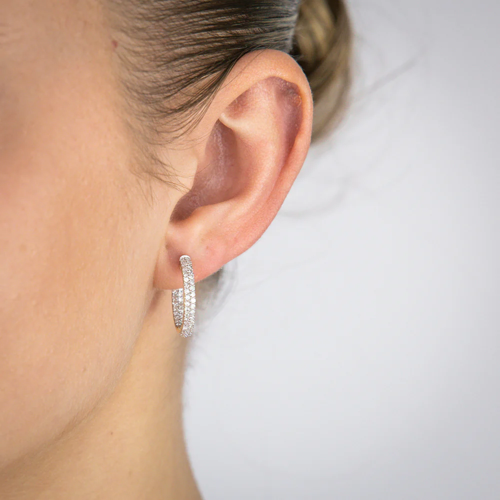 Luminesce Lab Grown 1ct Diamond Gold Plated Silver Hoop Earrings - Image 2