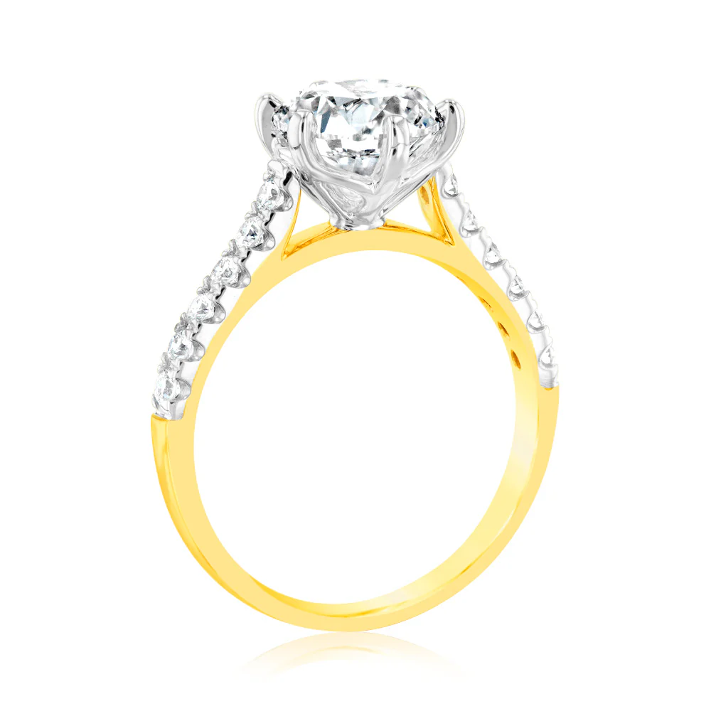 Luminesce Lab Grown  2.3 Carats Diamond Ring with 2 Carat Centre Diamond in 18ct Yellow Gold - Image 3