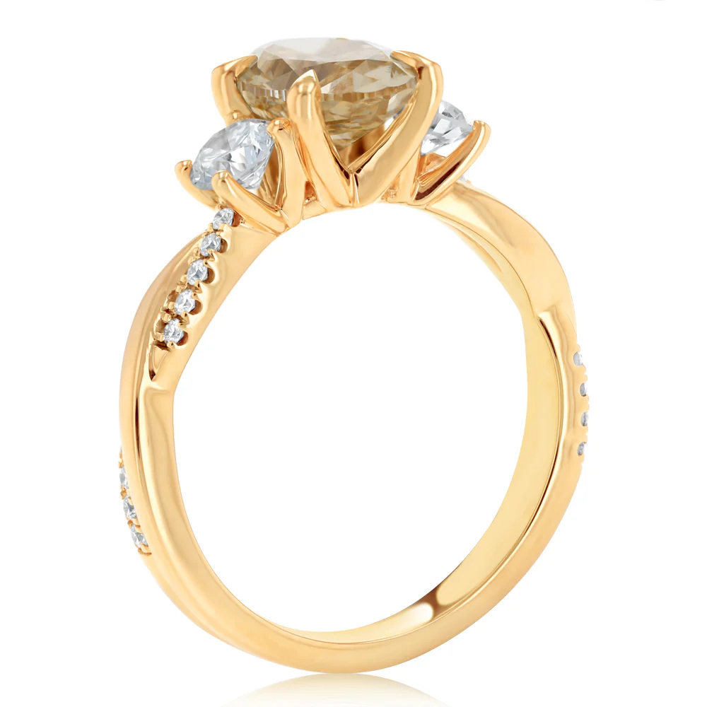 Luminesce Lab Grown 2.60 Carats Diamond Ring with 2 Carats Yellow Oval Centre Diamond in 9ct Yellow Gold - Image 3