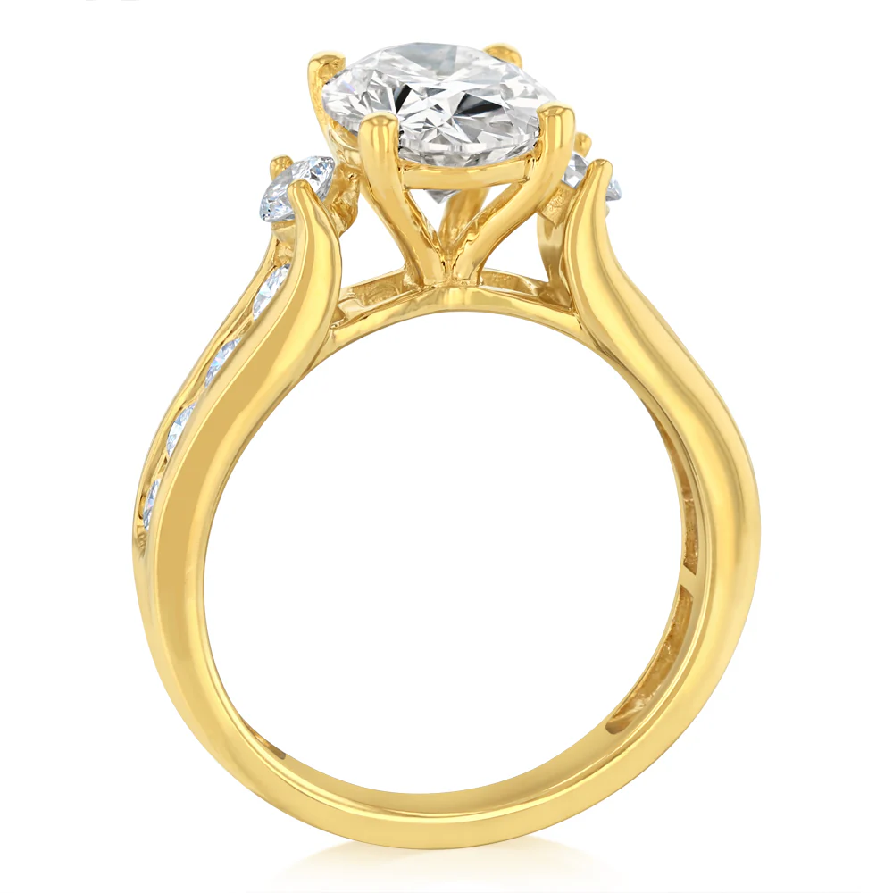Luminesce Lab Grown 2.9 Carats with 2 Carats Centre Oval Diamond Bridal Set in 9ct Yellow Gold - Image 3
