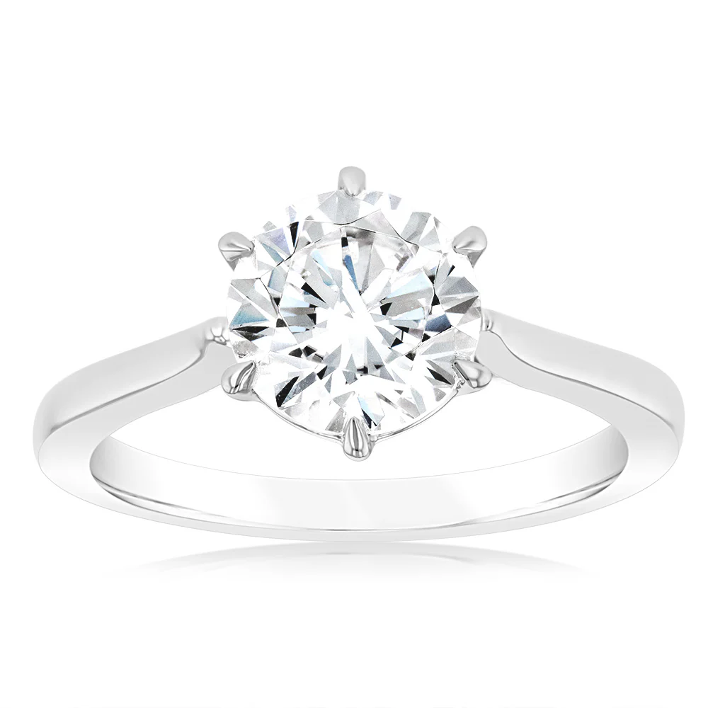 Luminesce Lab Grown 2 Carat Certified Diamond Solitaire Ring in 18ct White Gold - Image 3