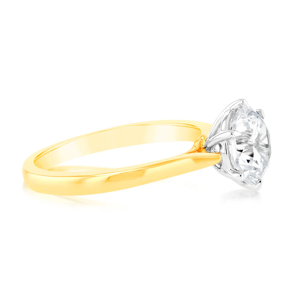 Luminesce Lab Grown 2 Carat Certified Diamond Solitaire Ring in 18ct Yellow Gold - Image 2