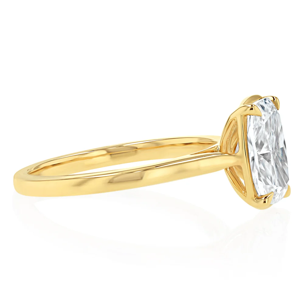 Luminesce Lab Grown 2 Carat Cushion Elongated Cut Diamond Solitaire Ring in 9ct Yellow Gold - Image 2
