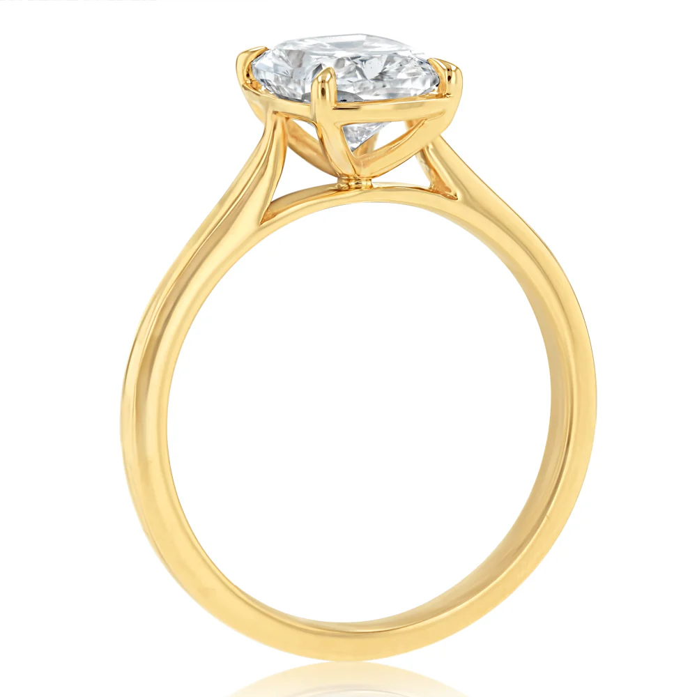 Luminesce Lab Grown 2 Carat Cushion Elongated Cut Diamond Solitaire Ring in 9ct Yellow Gold - Image 3