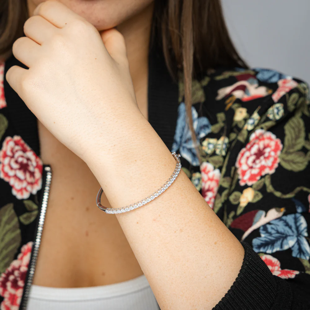Luminesce Lab Grown 2 Carat Diamond Bangle in Sterling Silver - Image 2