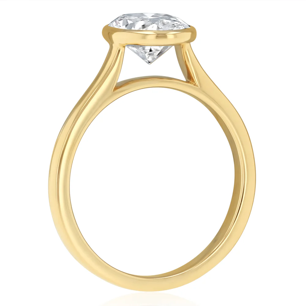 Luminesce Lab Grown 2 Carat Diamond Bezel Solitaire Ring in 9ct Yellow Gold - Image 3