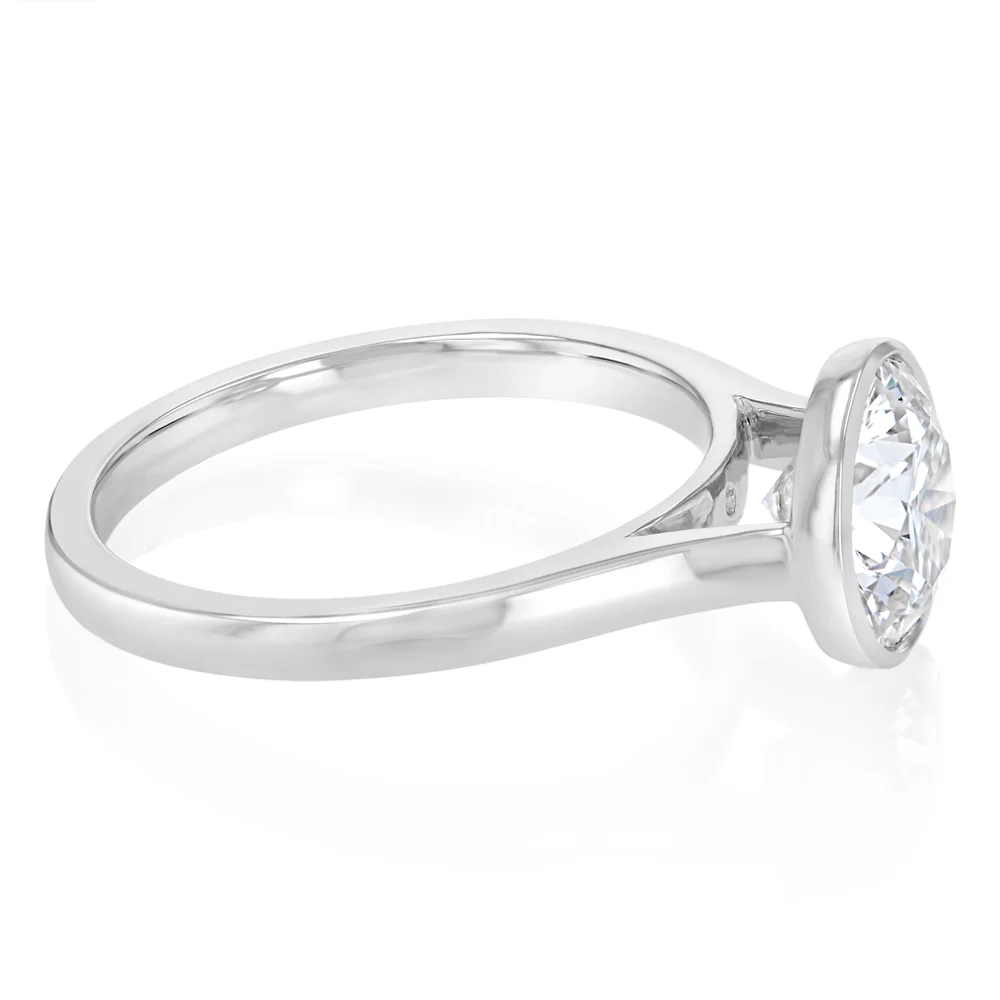 Luminesce Lab Grown 2 Carat Diamond Bezel Solitaire Ring in Sterling Silver - Image 2
