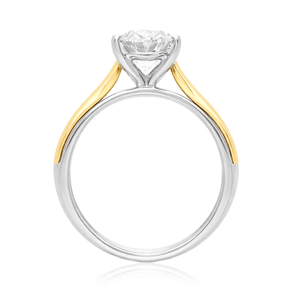 Luminesce Lab Grown 2 Carat Diamond Oval Solitaire Ring in 9ct Yellow God and Sterling Silver - Image 2
