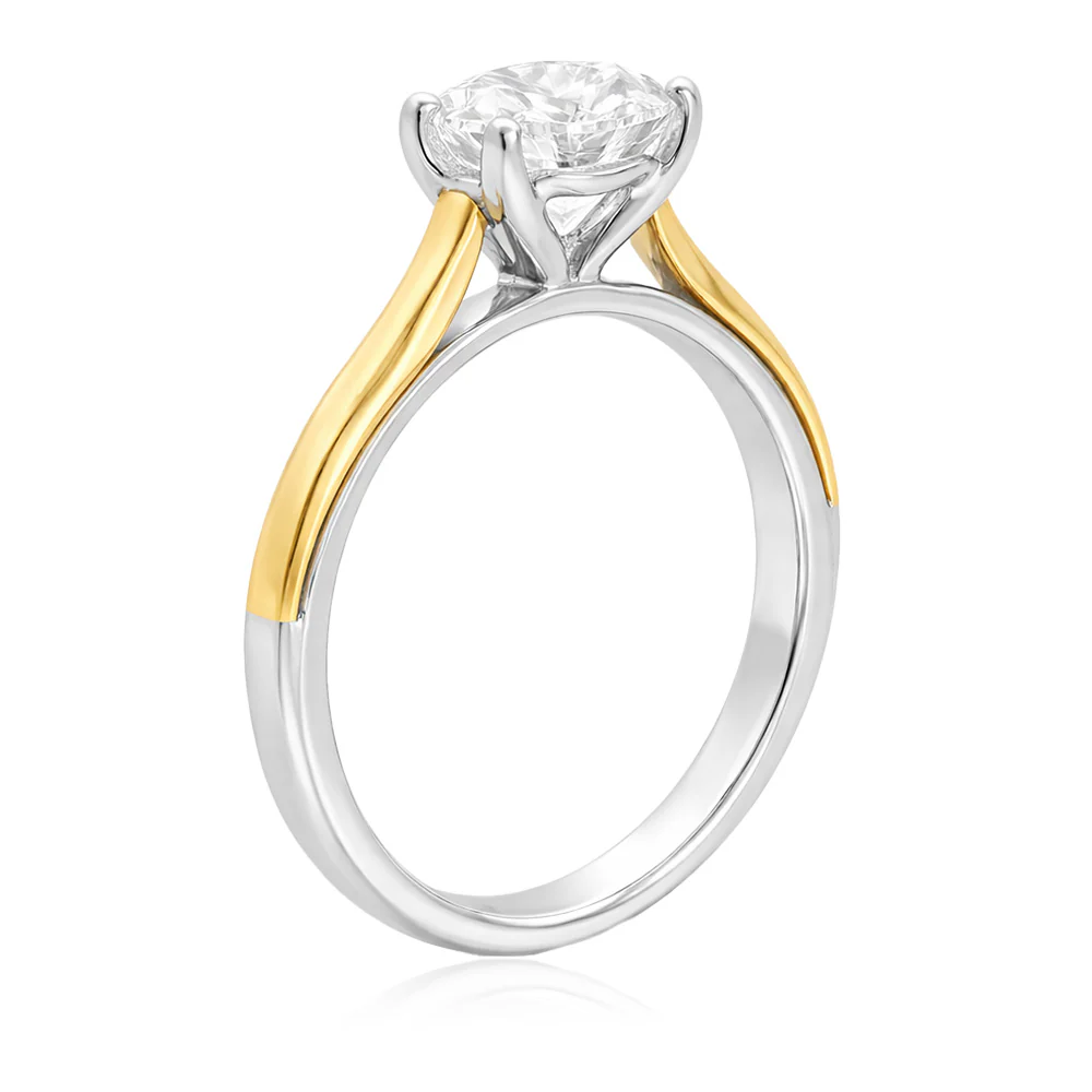 Luminesce Lab Grown 2 Carat Diamond Oval Solitaire Ring in 9ct Yellow God and Sterling Silver - Image 3