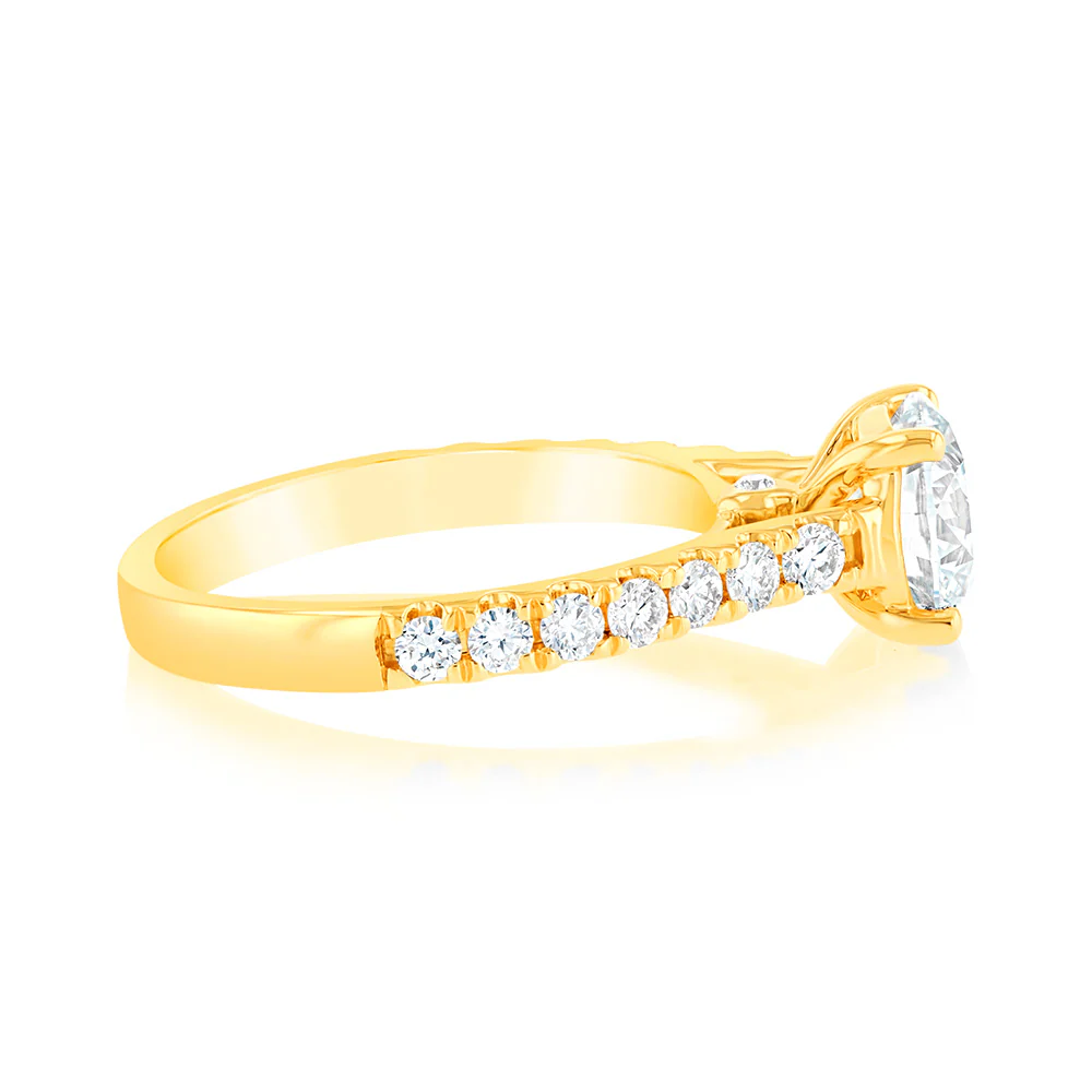 Luminesce Lab Grown  2 Carat Diamond Ring with 1.5 Carat Certified Centre Diamond in 18ct Yellow Gold - Image 2