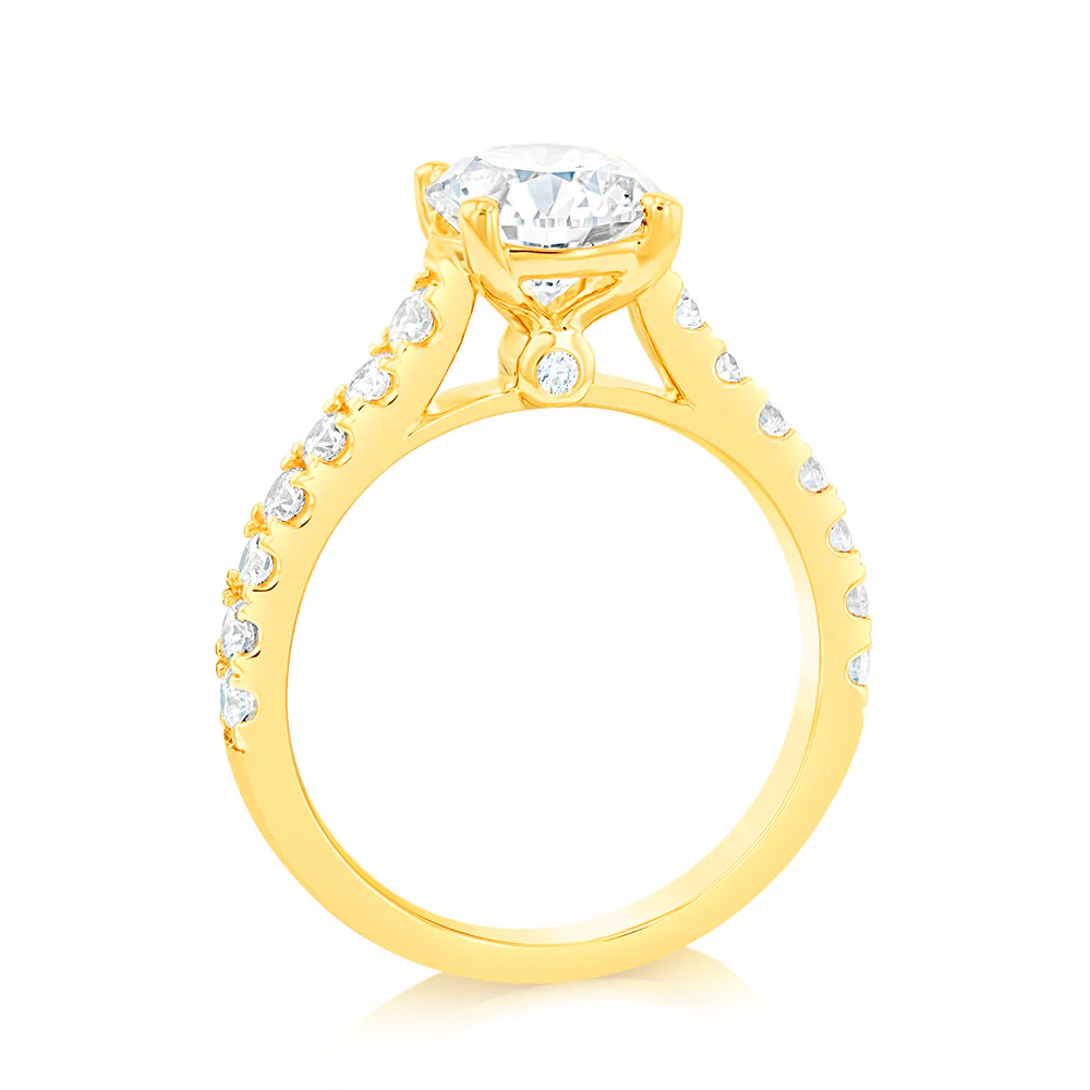 Luminesce Lab Grown  2 Carat Diamond Ring with 1.5 Carat Certified Centre Diamond in 18ct Yellow Gold - Image 3
