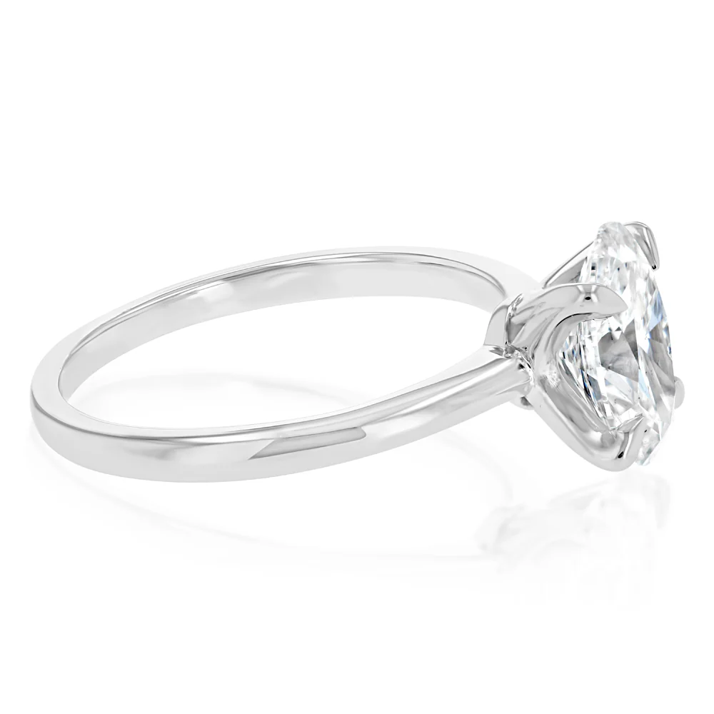 Luminesce Lab Grown 2 Carat Diamond Solitaire Oval Ring in Sterling Silver - Image 2