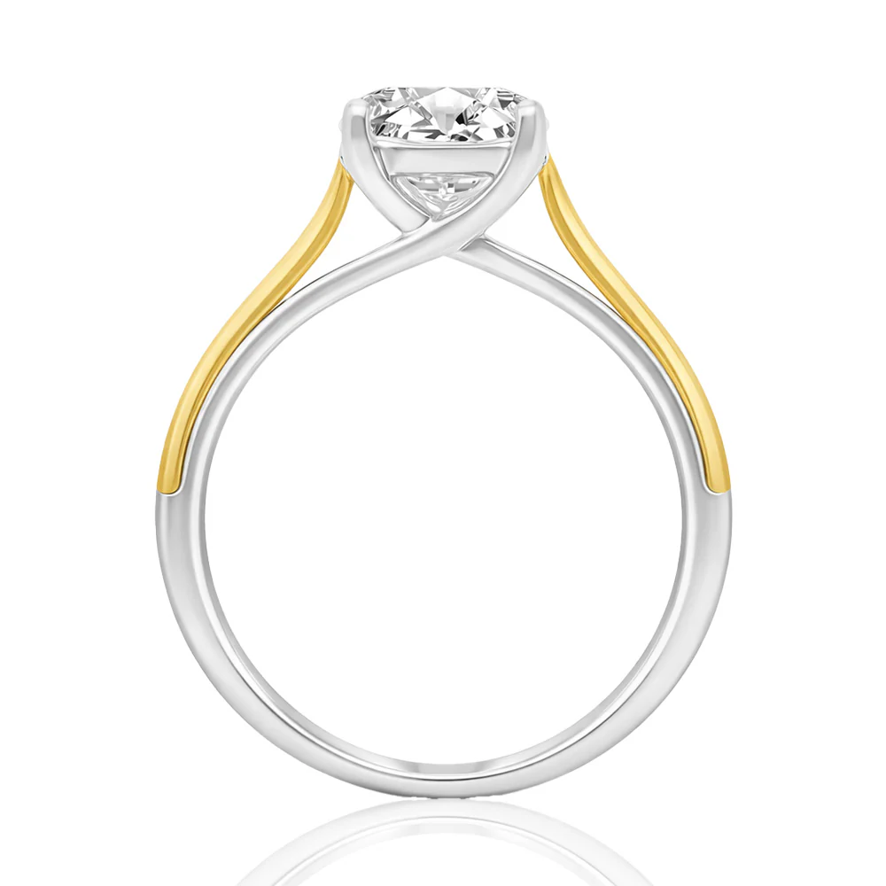Luminesce Lab Grown 2 Carat Diamond Solitaire Ring in 9ct Yellow Gold and Sterling Silver - Image 2