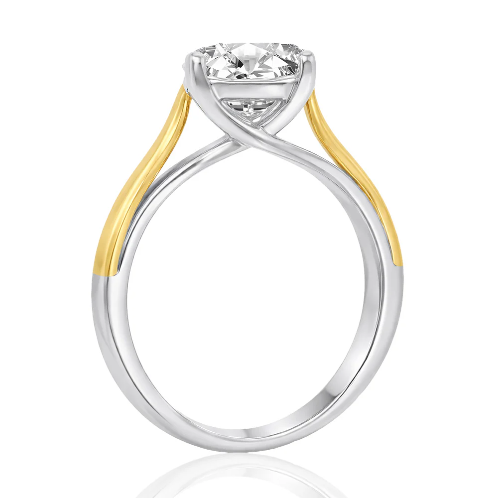 Luminesce Lab Grown 2 Carat Diamond Solitaire Ring in 9ct Yellow Gold and Sterling Silver - Image 3