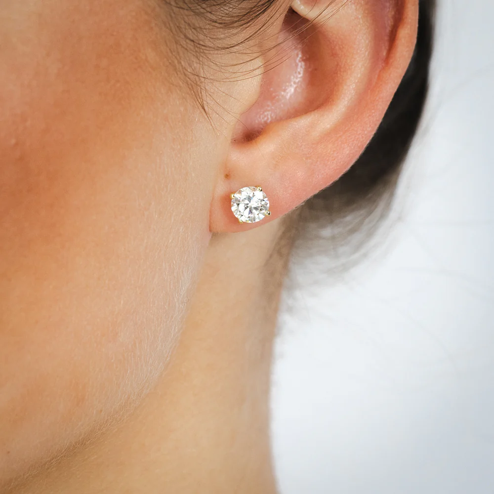 Luminesce Lab Grown 2 Carat Diamond Stud Earrings in 9ct Yellow Gold - Image 2