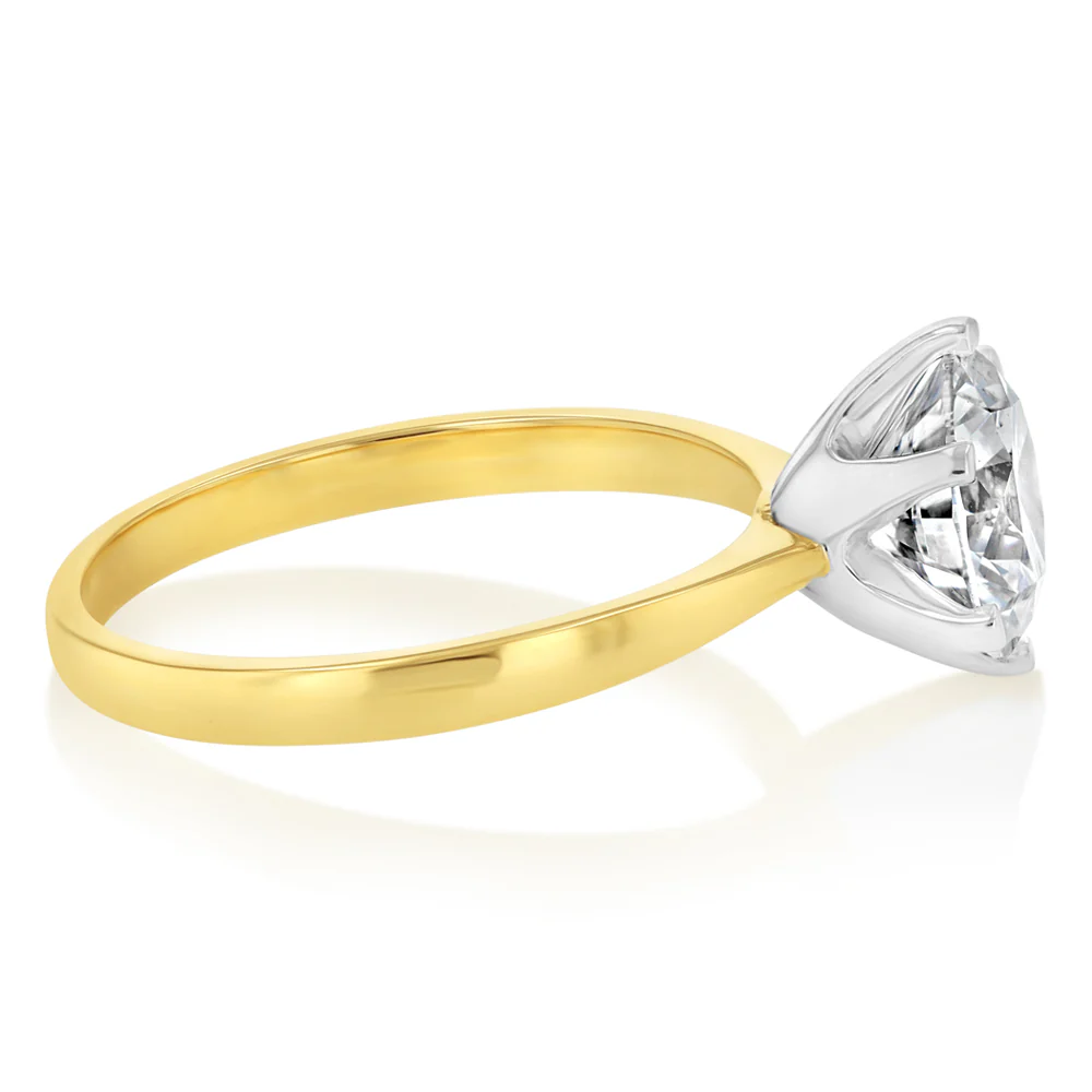 Luminesce Lab Grown 2 Carats Certified Diamond Solitaire Ring in 18ct Yellow Gold - Image 2