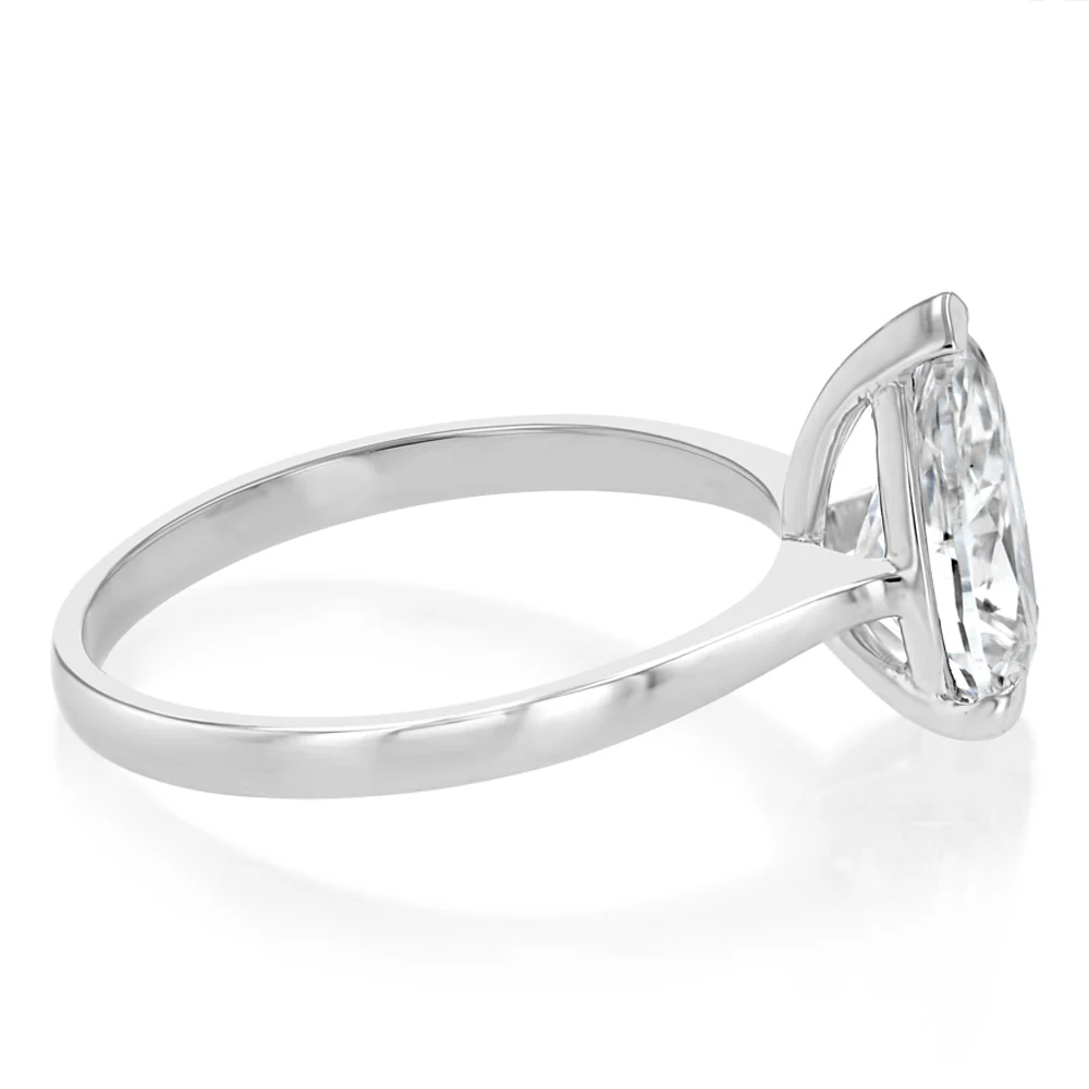 Luminesce Lab Grown 2 Carats Certified Pear Diamond Solitaire Ring in 18ct White Gold - Image 2