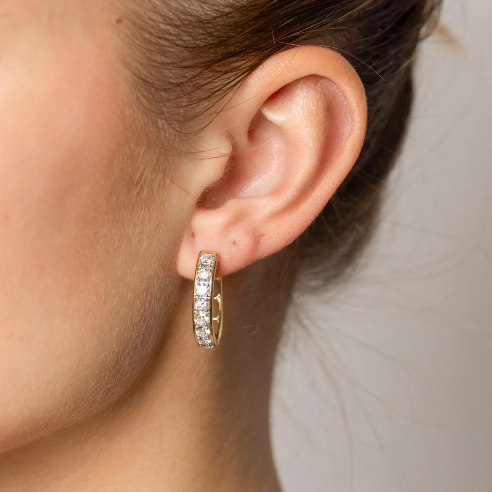 Luminesce Lab Grown 2 Carats Diamond Hoop Earrings in 9ct Yellow Gold - Image 2