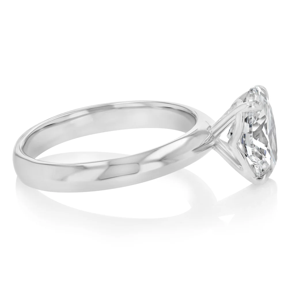 Luminesce Lab Grown 2 Carats Diamond Oval Solitaire Ring in Platinum - Image 2