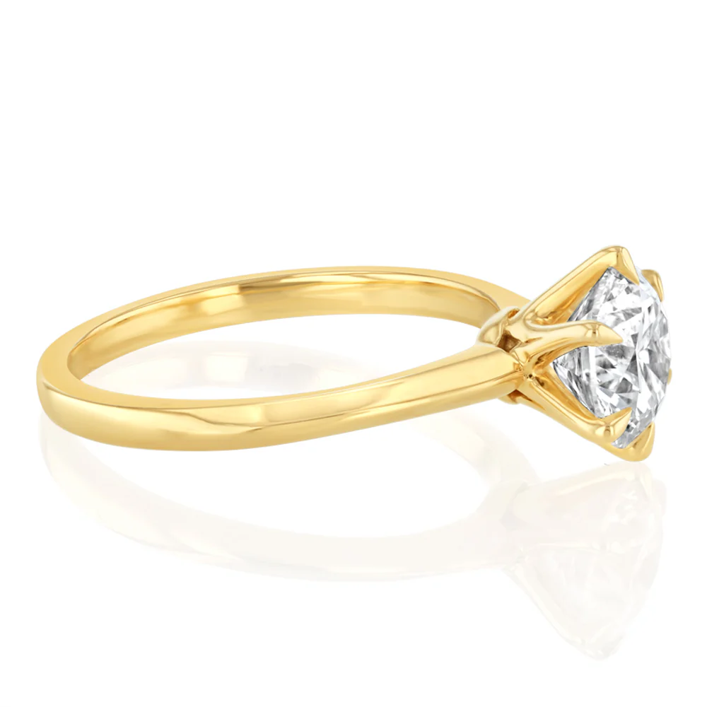 Luminesce Lab Grown 2 Carats Diamond Solitaire Ring in 9ct Yellow Gold - Image 2