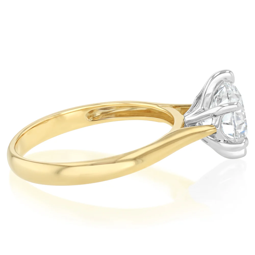Luminesce Lab Grown 2 Carats Diamond Solitaire Ring in 9ct Yellow Gold - Image 2