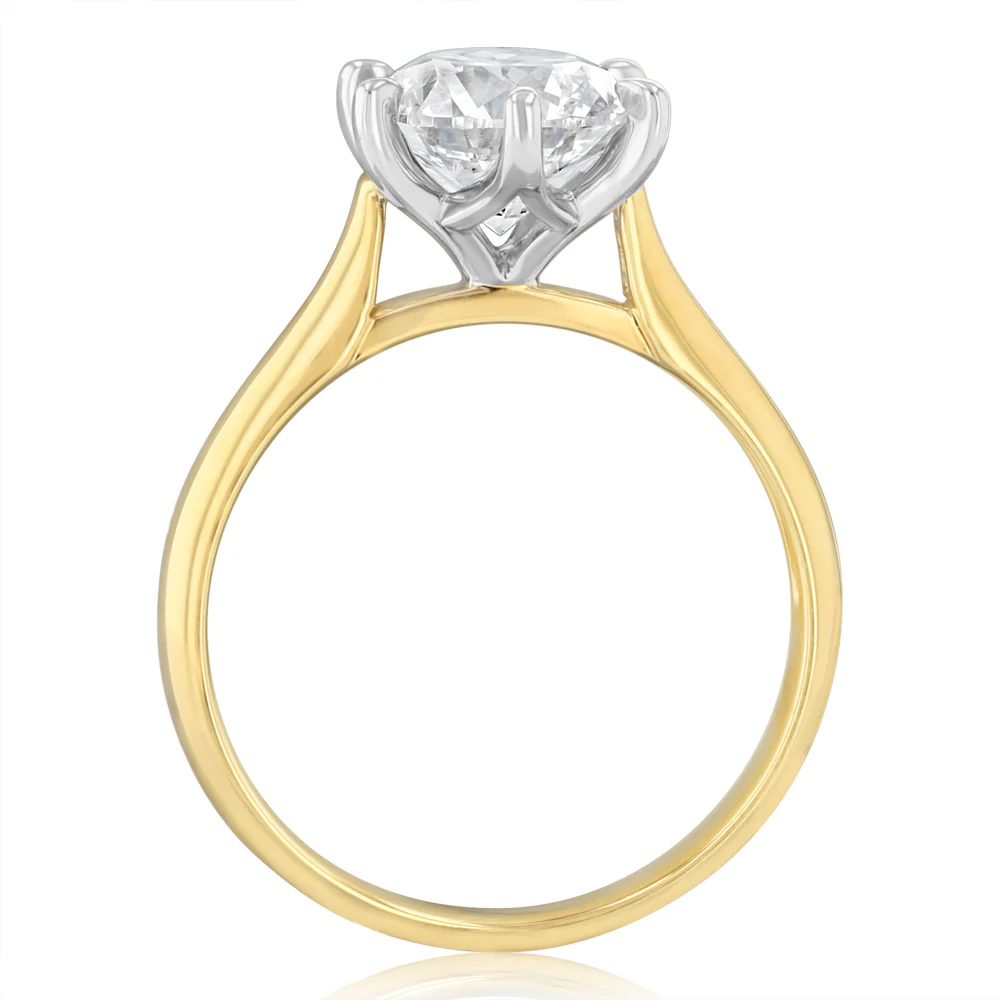 Luminesce Lab Grown 2 Carats Diamond Solitaire Ring in 9ct Yellow Gold - Image 3