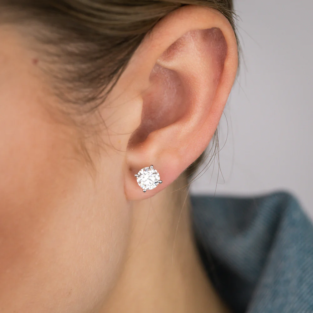 Luminesce Lab Grown 2 Carats Diamond Stud Earrings in 9ct White Gold - Image 2
