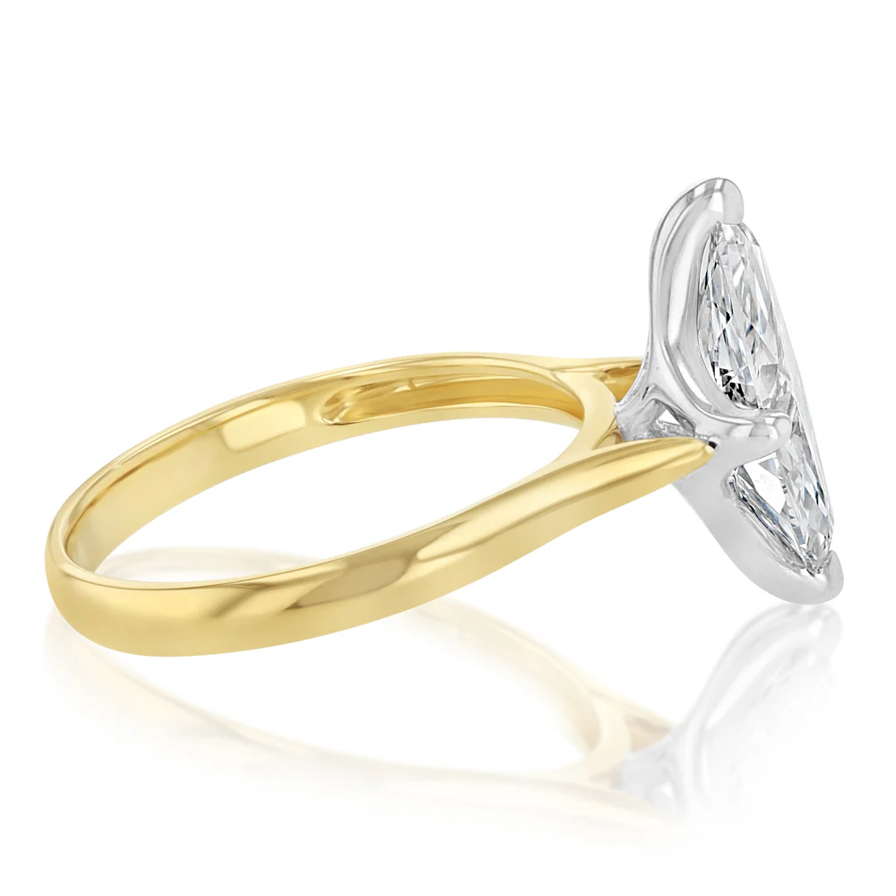 Luminesce Lab Grown 2 Carats Marquise Diamond Solitaire Ring in 9ct Yellow Gold - Image 2
