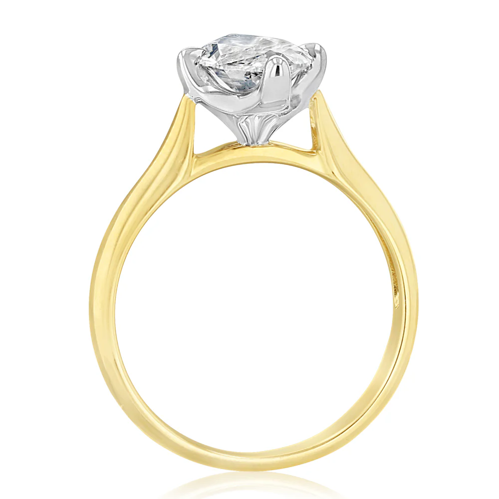Luminesce Lab Grown 2 Carats Marquise Diamond Solitaire Ring in 9ct Yellow Gold - Image 3