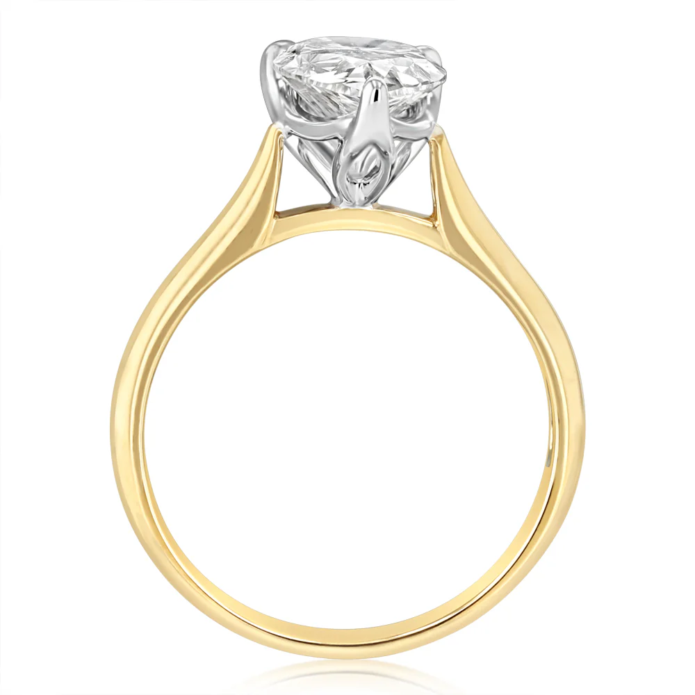 Luminesce Lab Grown 2 Carats Pear Diamond Solitaire Ring in 9ct Yellow Gold - Image 3