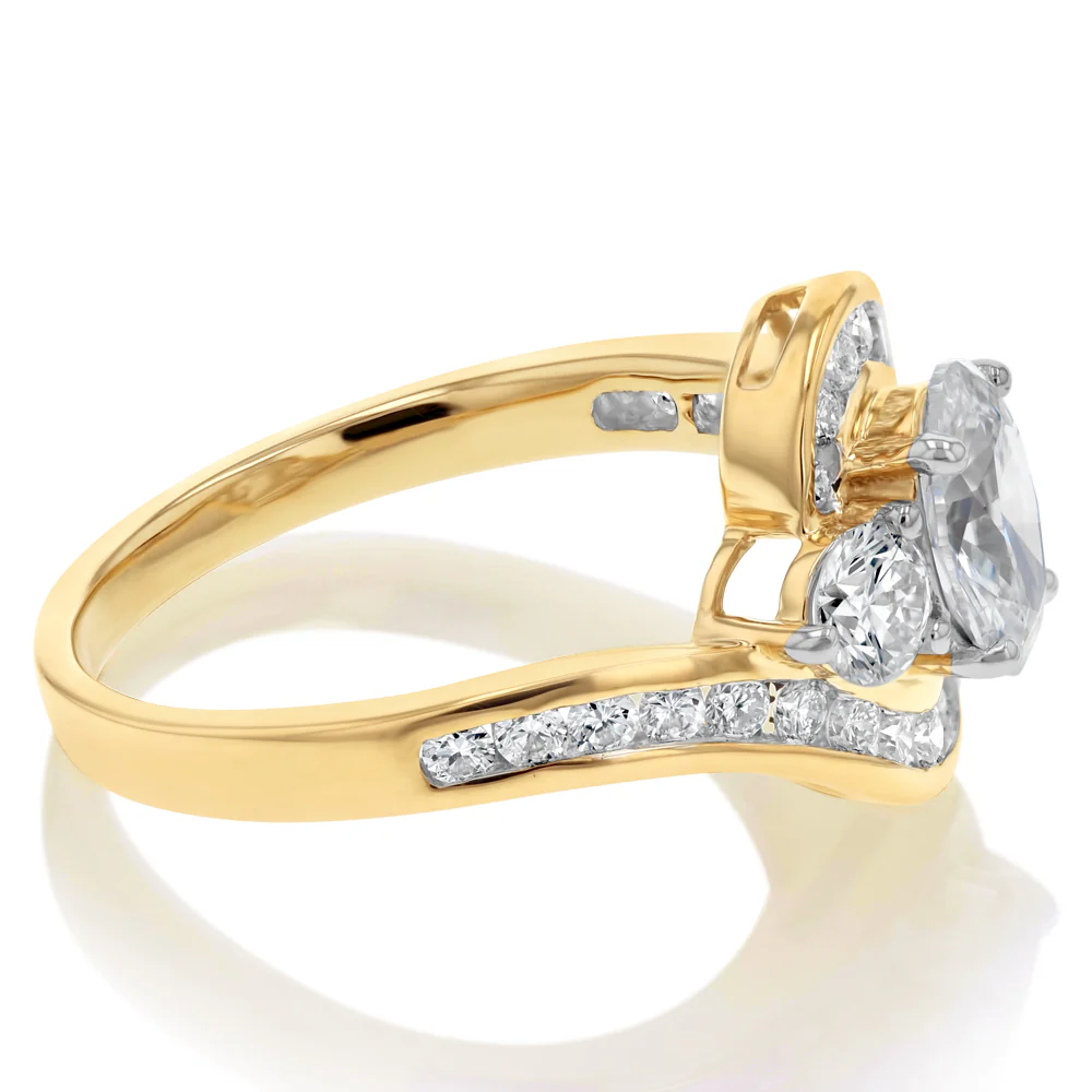 Luminesce Lab Grown 2 Carats Solitaire Diamond Ring with Channel Set Side Diamonds in 9ct Yellow Gold - Image 2