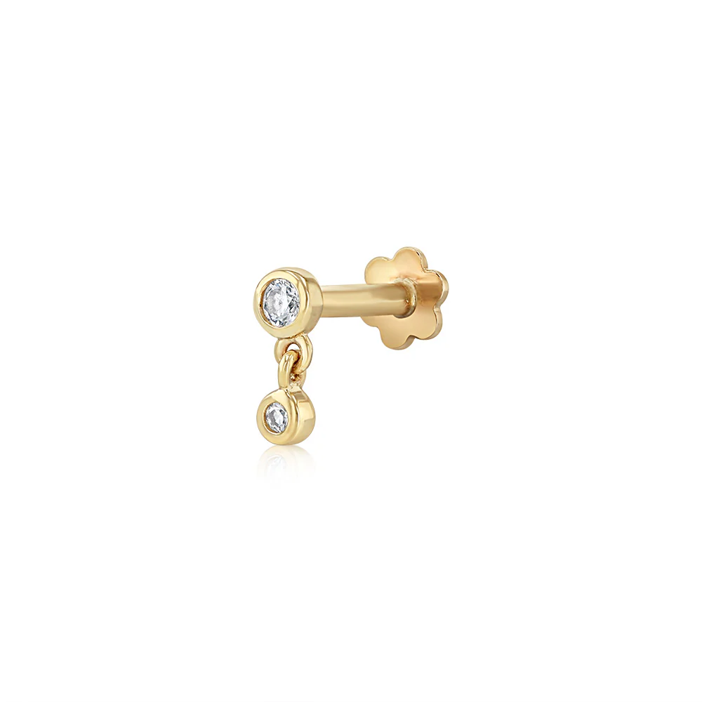 Luminesce Lab Grown 2 Diamond Drop Single Flatback Earring in 9ct Yellow Gold - Image 2