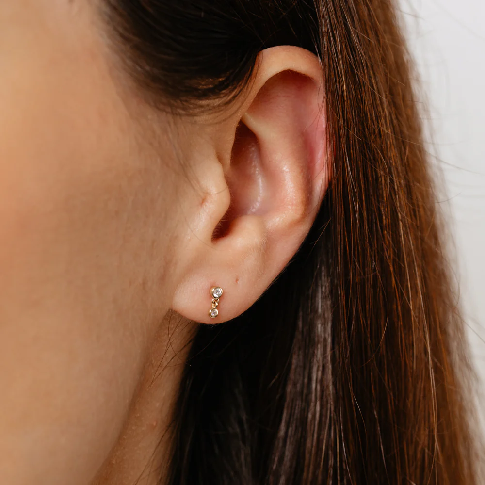 Luminesce Lab Grown 2 Diamond Drop Single Flatback Earring in 9ct Yellow Gold - Image 3