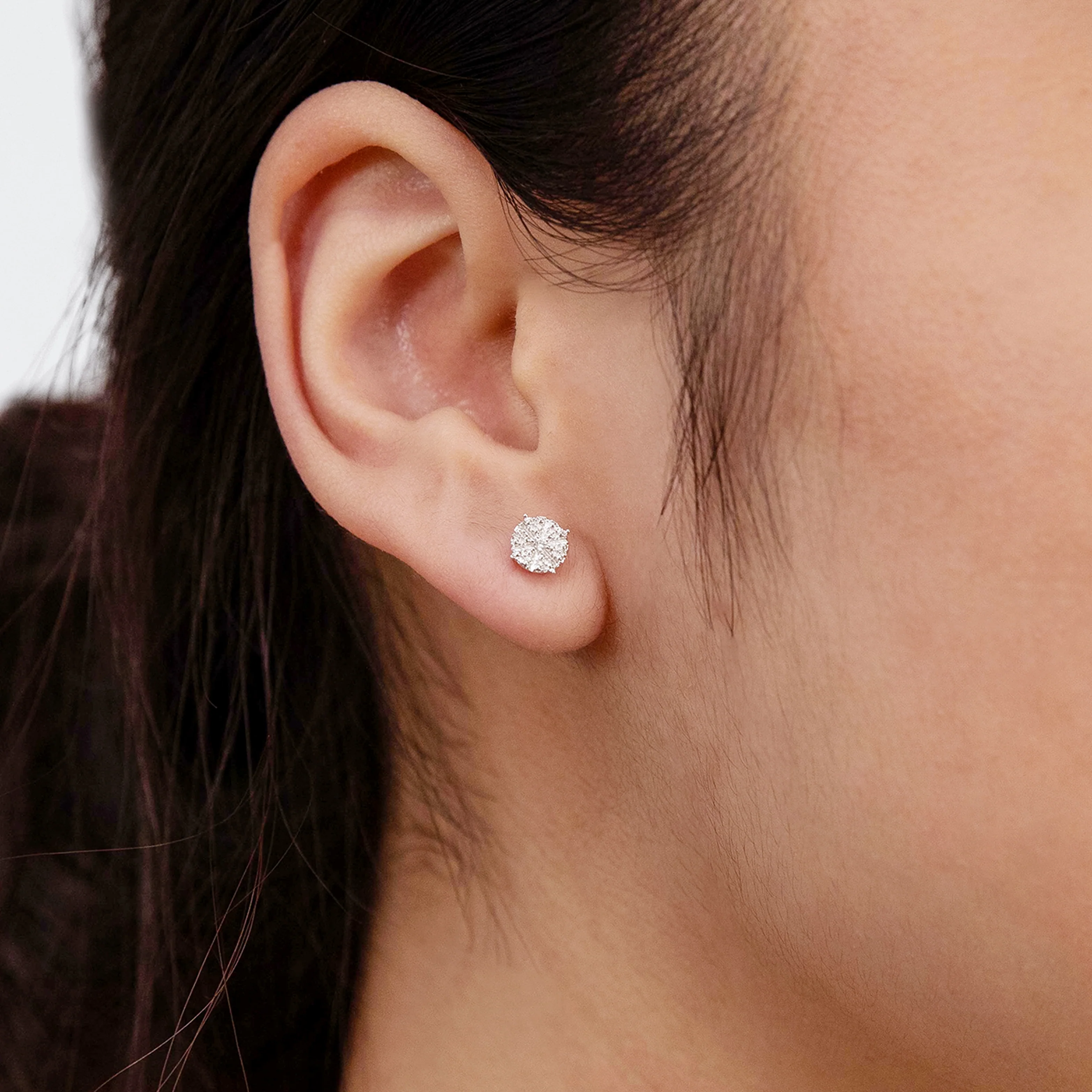 Luminesce Lab Grown 2 Diamonds Stud Earrings in Sterling Silver - Image 2