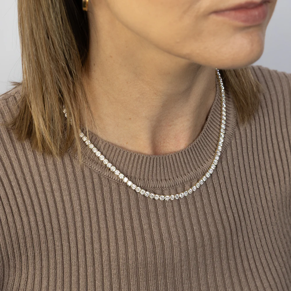 Luminesce Lab Grown 20 Carats Diamond Tennis Necklace in 9ct Yellow Gold - Image 4