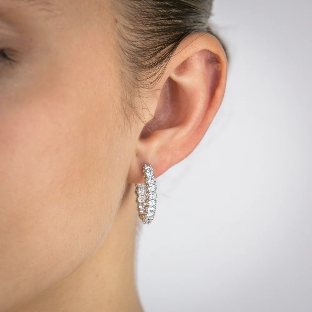 Luminesce Lab Grown 3.00ct Diamond Gold Plated Silver Hoop Earrings - Image 2