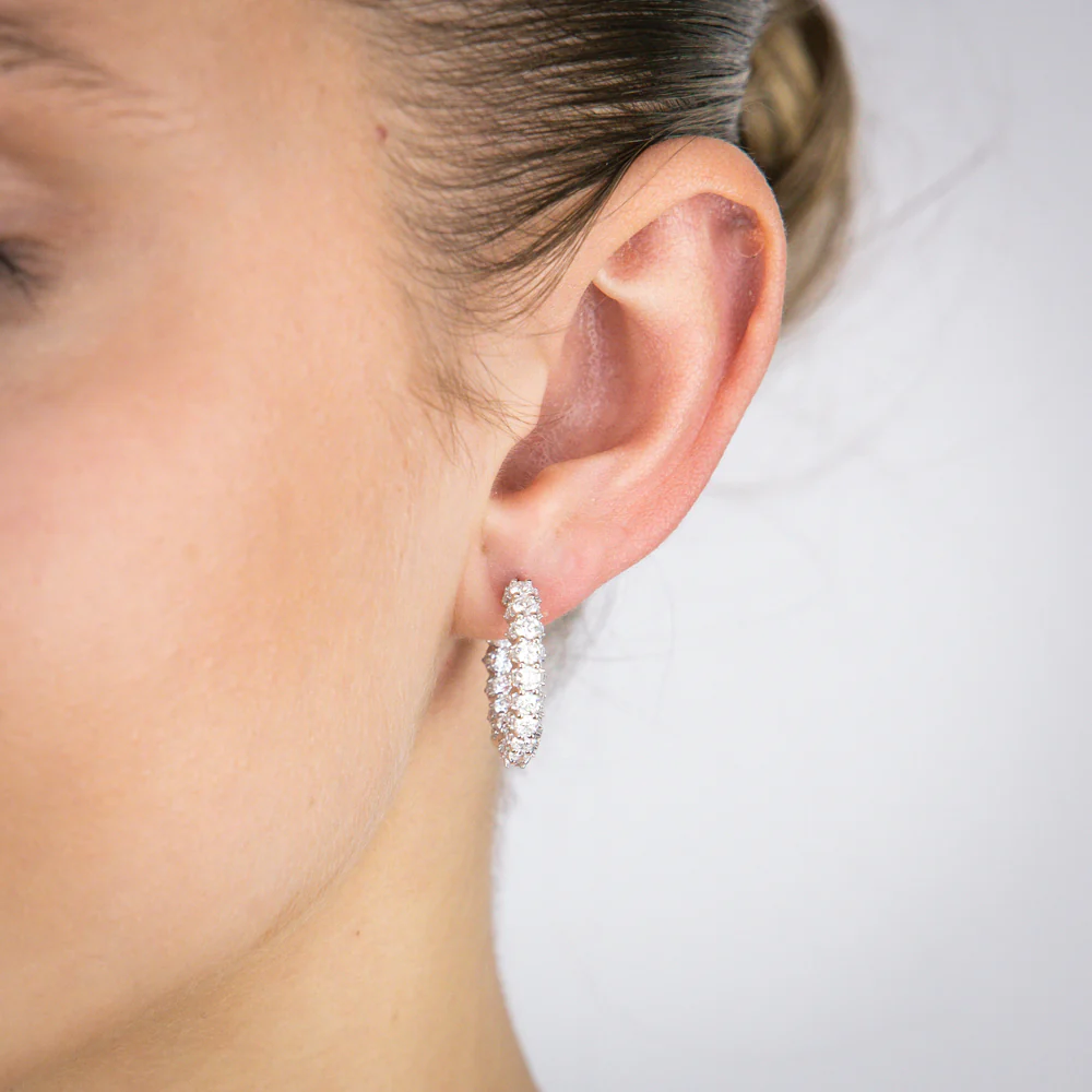 Luminesce Lab Grown 3.00ct Diamond Sterling Silver Hoop Earrings - Image 2