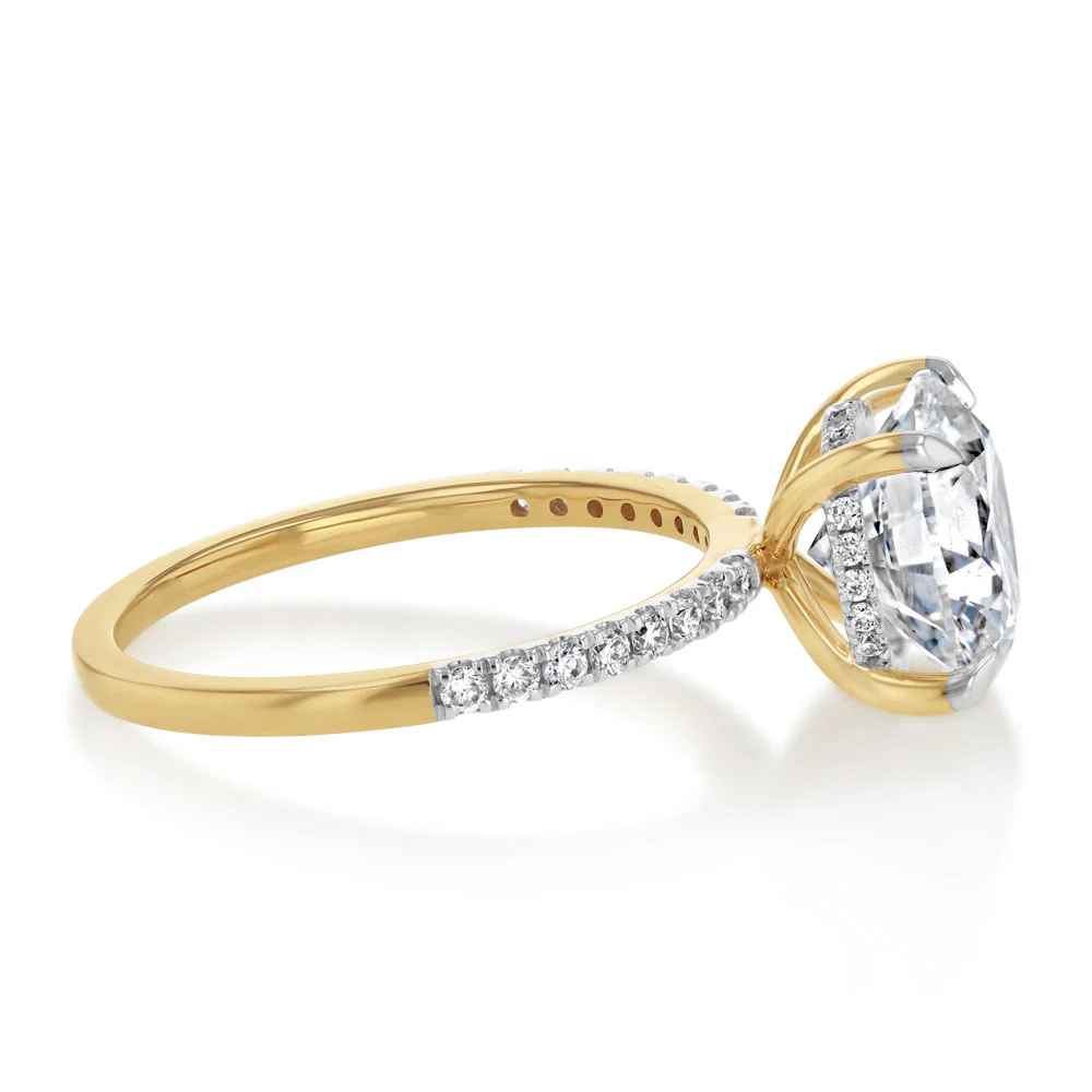 Luminesce Lab Grown 3.20 Carat Diamond Ring with Hidden Halo in 9ct Yellow Gold - Image 2