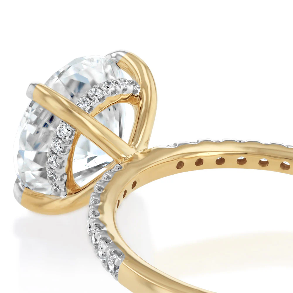 Luminesce Lab Grown 3.20 Carat Diamond Ring with Hidden Halo in 9ct Yellow Gold - Image 4