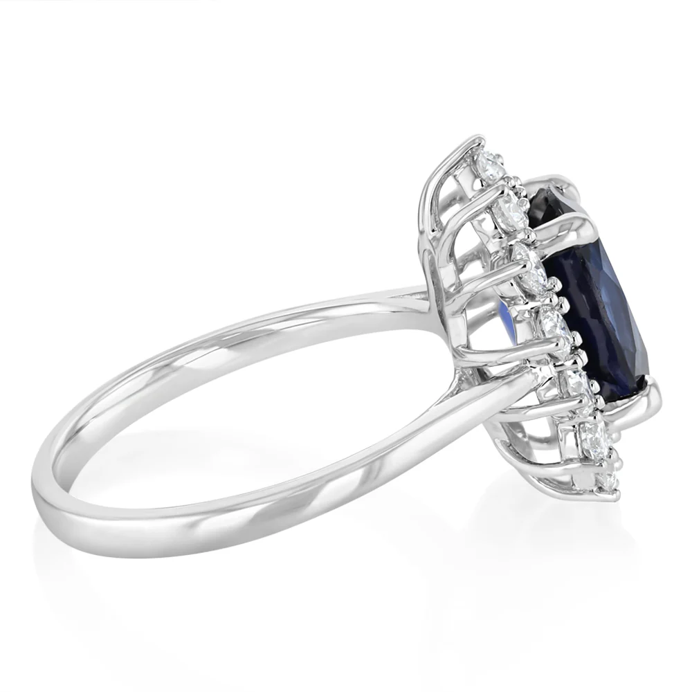 Luminesce Lab Grown 3.25 Carats Created Sapphire with 0.70 Carat Diamond Ring in Sterling Silver - Image 2