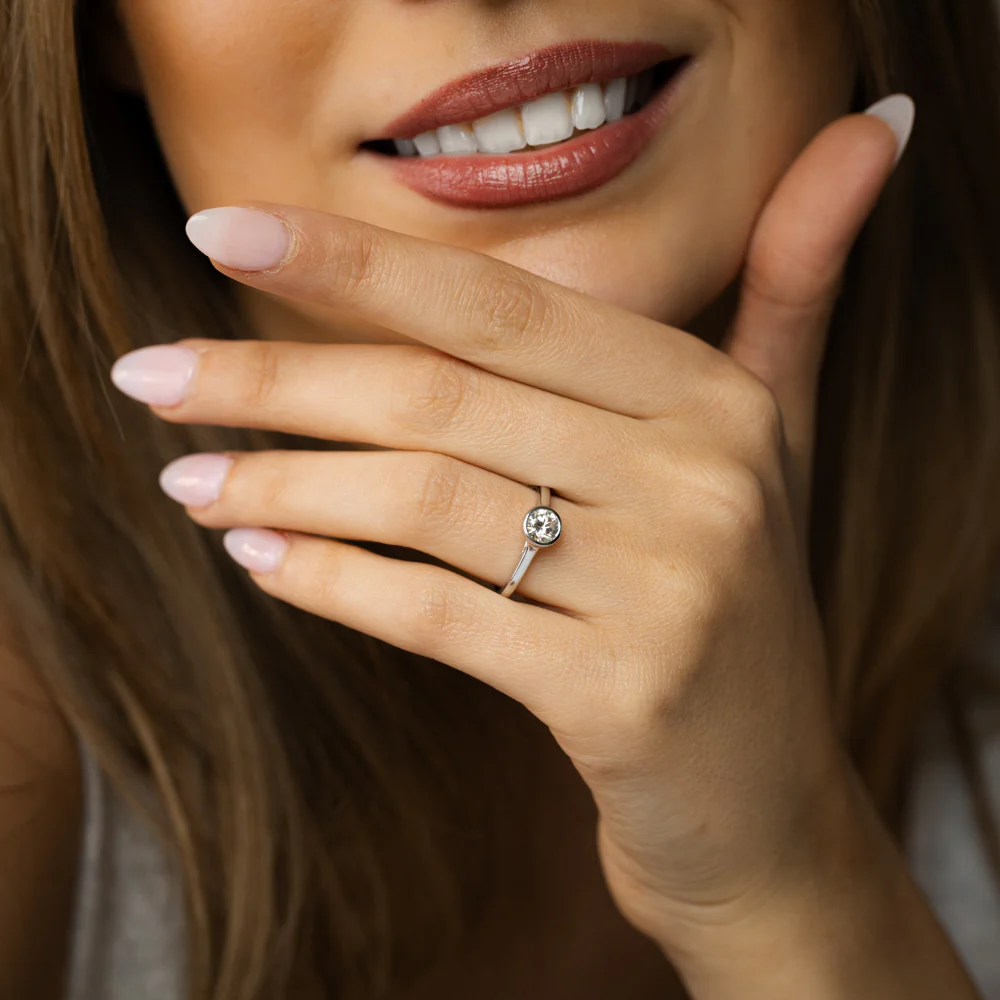 Luminesce Lab Grown 3/4 Carat Diamond Bezel Solitaire Ring in Sterling Silver - Image 3