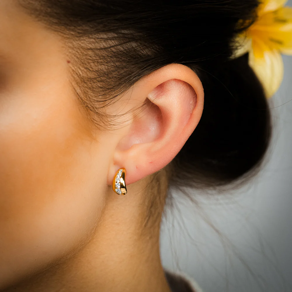 Luminesce Lab Grown 3/4 Carat Diamond Earrings in Gold Plated Silver - Image 2