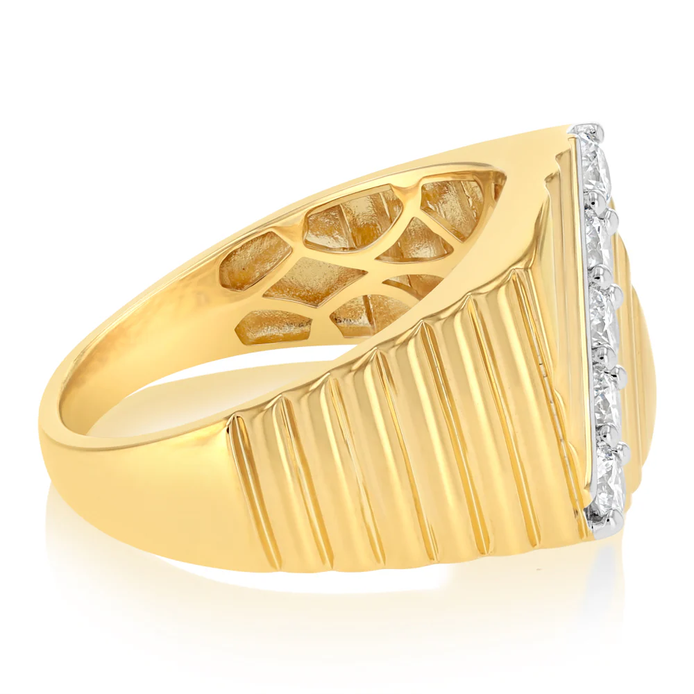 Luminesce Lab Grown 3/4 Carat Diamond Gents Ring in Gold Plated Sterling Silver - Image 2